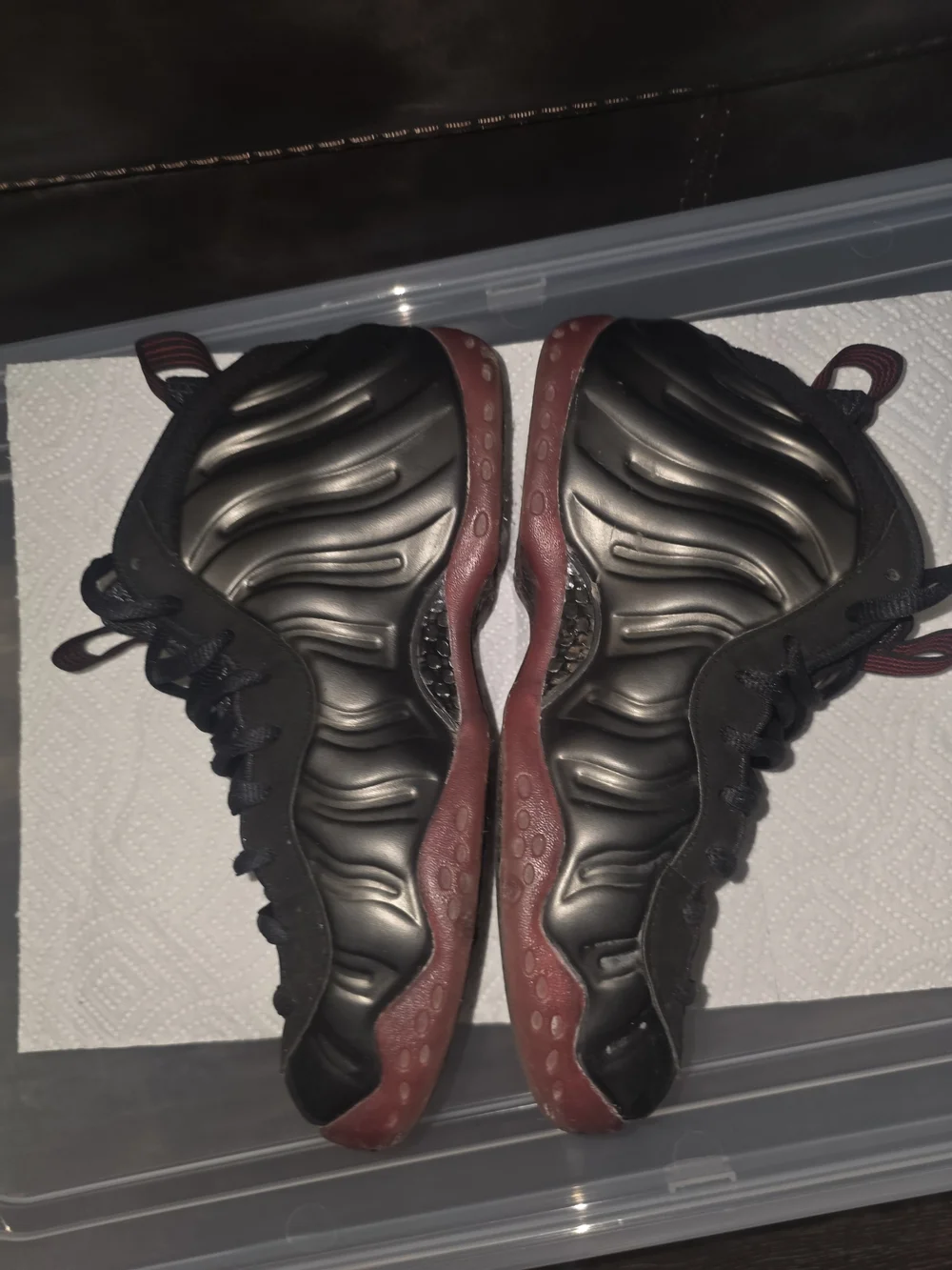 Nike Foamposite Men’s Black and Maroon Sneaker Shoes